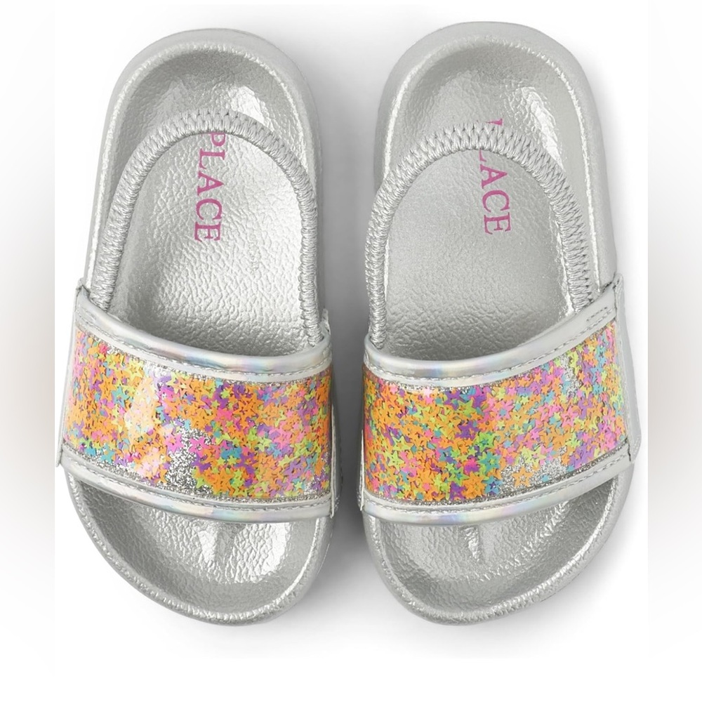 Toddler Girls Shakey Star Glitter Slides size 8